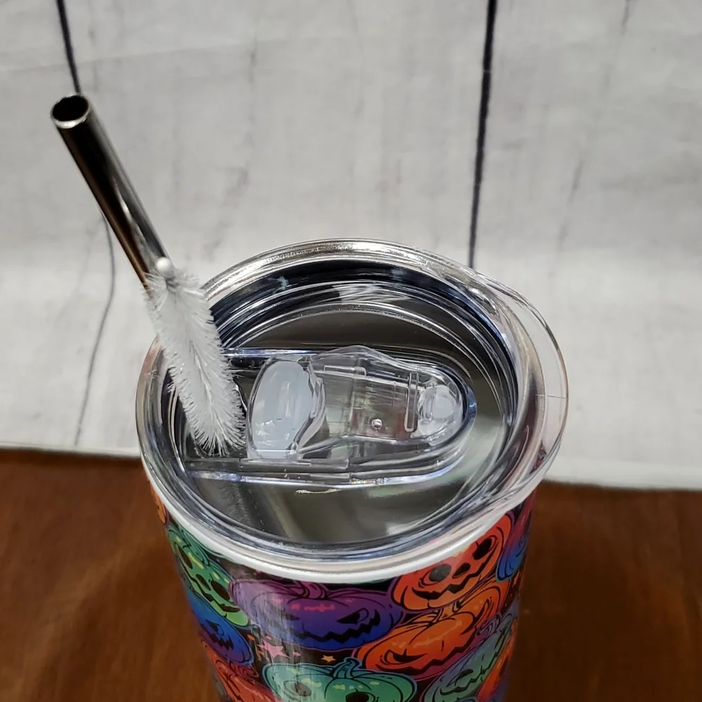 Neon Colorful Halloween Pumpkin Tumbler - Picture 2 of 3